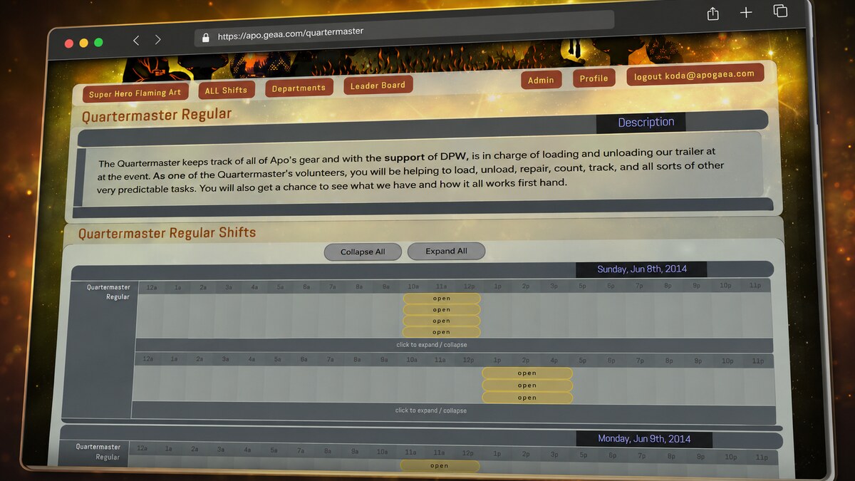 Apogaea Volunteer Database